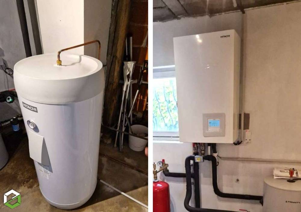 Installation d'une pompe à chaleur aireau HITACHI YUTAKI S de 14 kW + préparateur ECS au BOUCHAGE 38 - Entreprise RGE