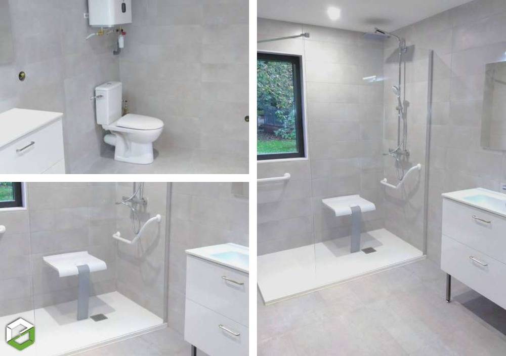 Réalisation d'une salle de bain dans d'un studio PMR (personne à mobilité réduite) - Entreprise RGE