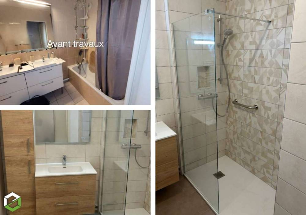 Rénovation complète d'une salle de bain - remplacement baignoire par douche PMR PONT DE CHRUY
