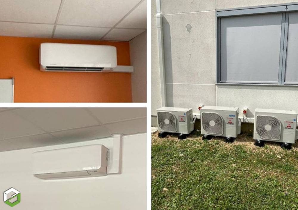 Installation de climatisation réversible MITSUBISHI HEAVY INDUSTRIES dans un lycée VILLEMOIRIEU