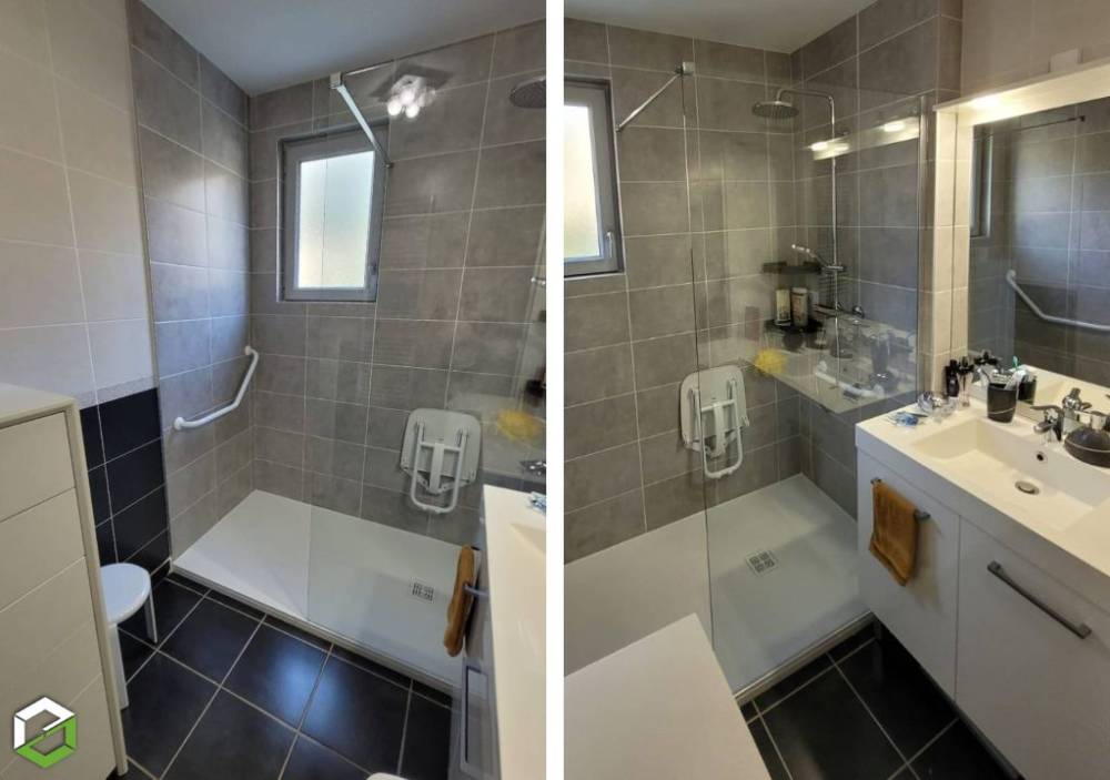 Rénovation d'une salle de bain - remplacement d'une baignoire par une douche PMR CREMIEU