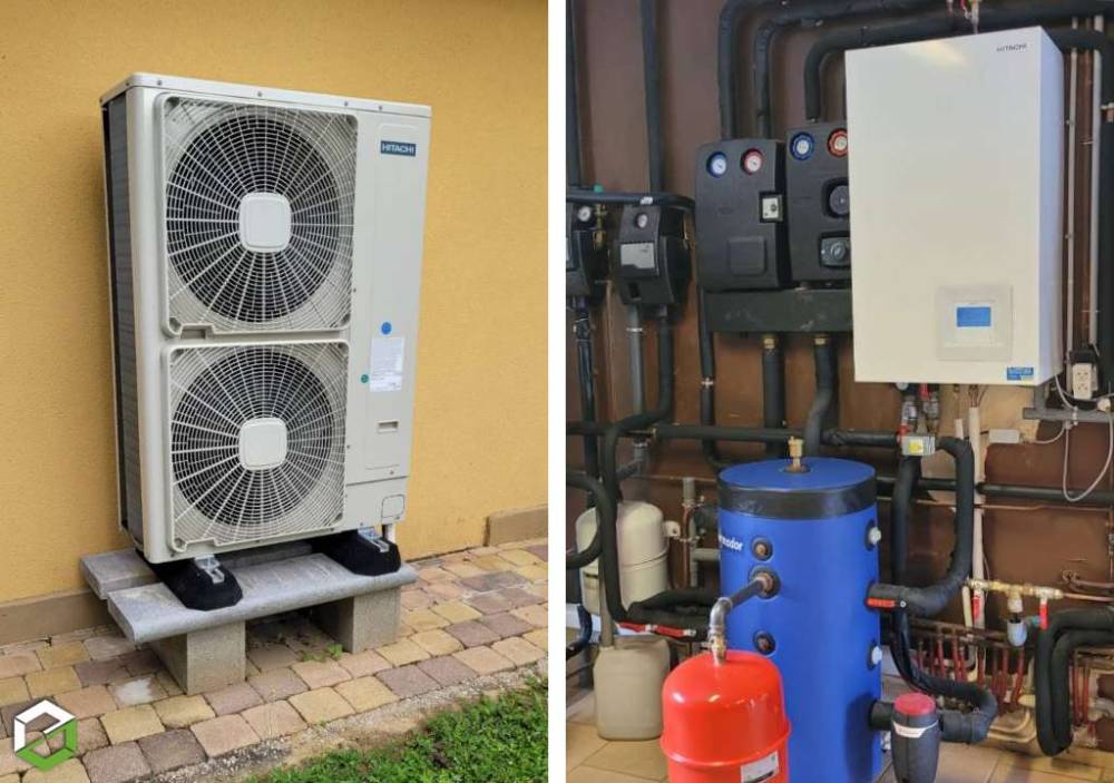 Installation d'une pompe à chaleur HITACHI + relève ballon solaire DIZMIEU