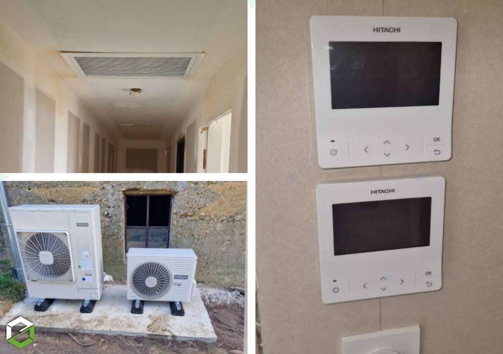 Installation de deux gainables HITACHI +Koolnova dans une maison LES COTES D AREY